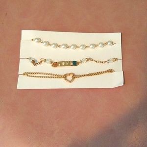 3 Gold and Pearl Bracelets